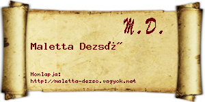 Maletta Dezső névjegykártya